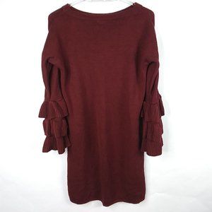 Moon & Madison Maroon Bell Sleeve Sweater Dress